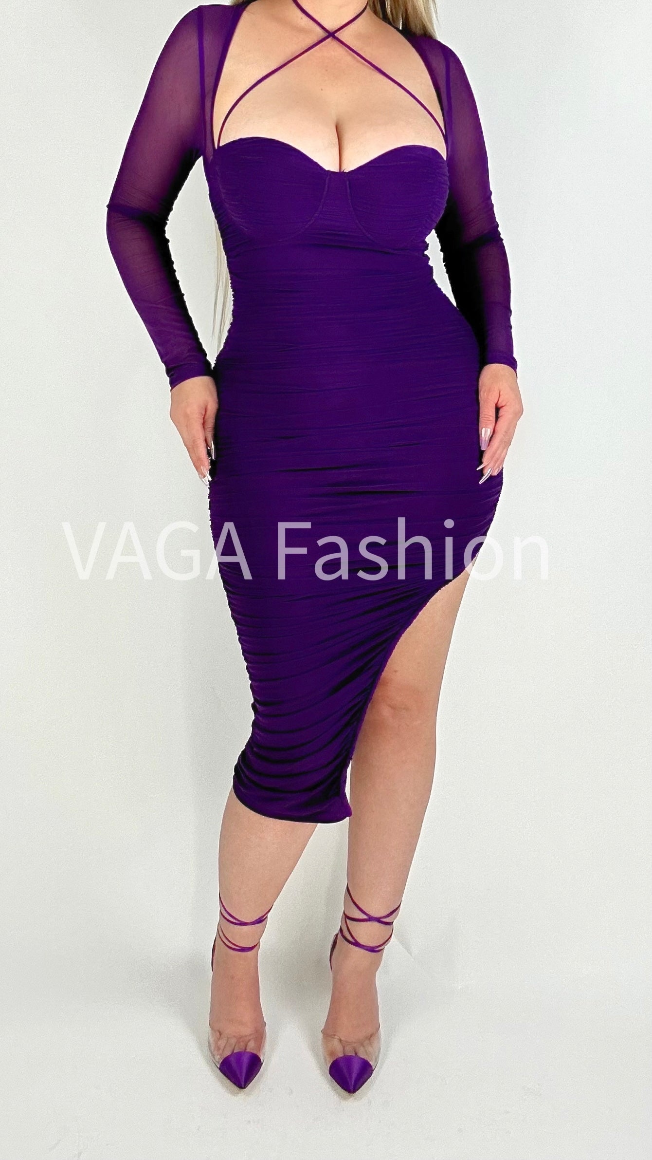 Alexa Midi Dress- Purple